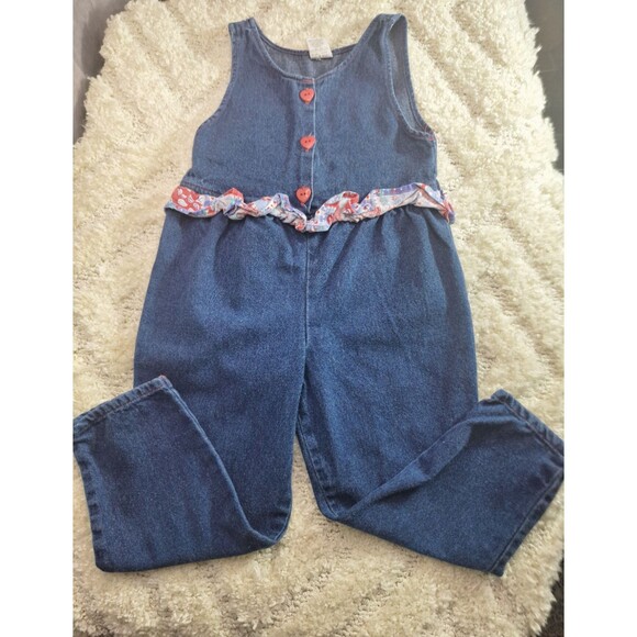 Vintage LIBERTY Denim Bib Overalls Girls Toddler Sz 4T USA Made 70s 80s Kids - Picture 1 of 10